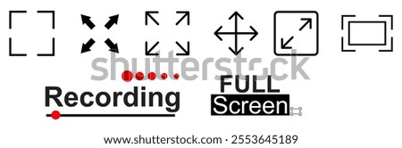 Full screen vector black icons. Set of full screen and exit full screen icon. Arrow mark icons. Scalability icons in flat style for web site, UI, mobile app - Copy