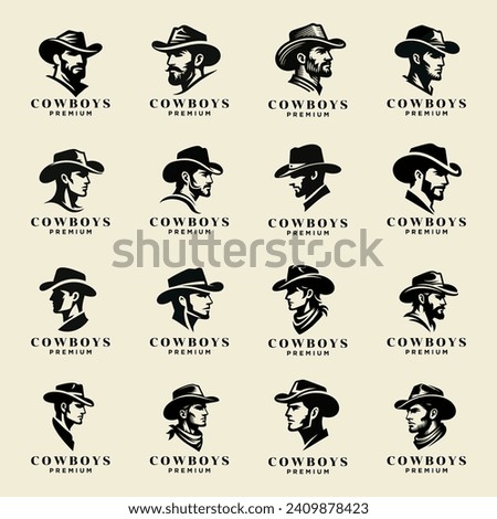 Cowboy head side face logo icon design template
