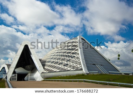 ZARAGOZA ,SPAIN- MAY 16 : Bridge Pavilion in Zaragoza on 16, May 2013. It is an innovative 280-metre-long covered bridge, was built in 2008 for the international EXPO