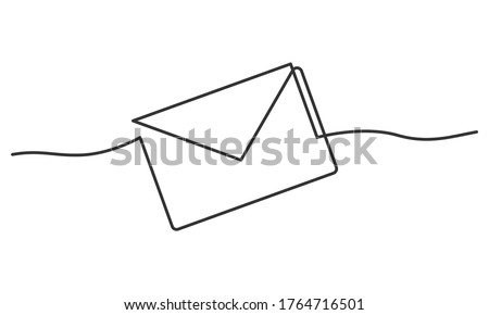 Continuous line drawing of envelope. Vector illustration