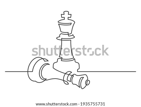 Continuous line drawing of a chess pieces
king versus queen. Chess game concept. Vector illustration