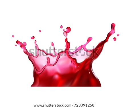 Splash of red juice on white background. Vector illustration