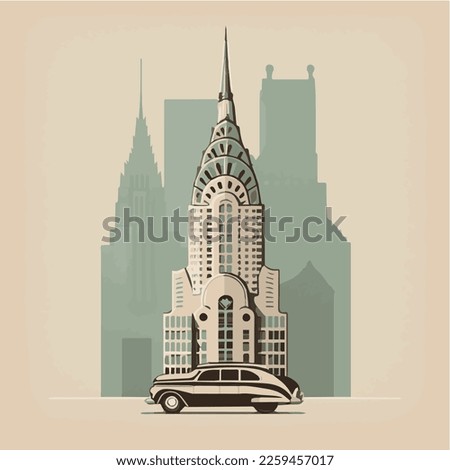 Creative vintage illustration of Chrysler building in New York