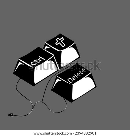 Vector icon of ctrl + delete button white gray background 