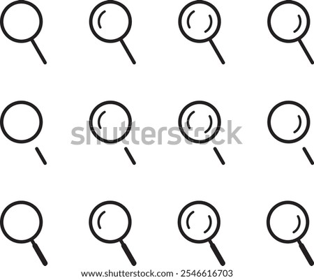 Magnifiying glass or search icon vector design element.