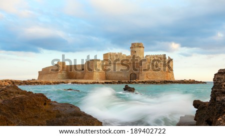 Aragonese castle by the ionian sea in Italy