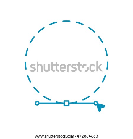 Pen tool drawing circle with Bezier curve handles, colorful flat style vector illustration