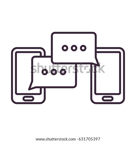 Chat, meeting, dialogue concept, two smartphones with speech bubbles on the screen. Flat style vector illustration Eps 10.