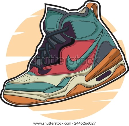 Sneakers. Draft. Design. Vector illustration. Sneakers in cartoon style. Side view of sneakers. Fashion sneakers.