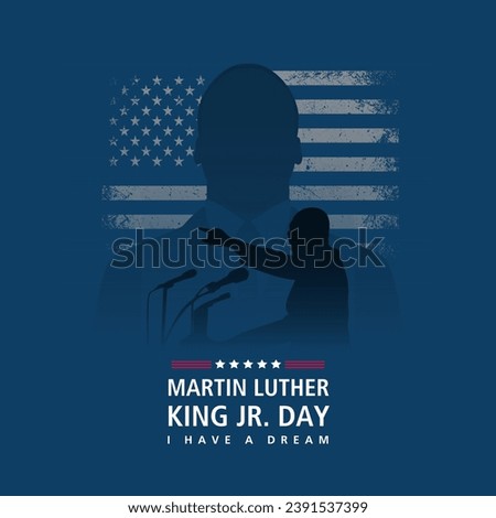 Martin Luther King Day flyer, banner or poster. Vector illustration with copy space for text.