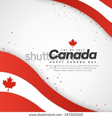 Banner with waving canadian flag. Modern illustration. National flag of Canada. Design for greeting card, holiday banner, flyer, poster.