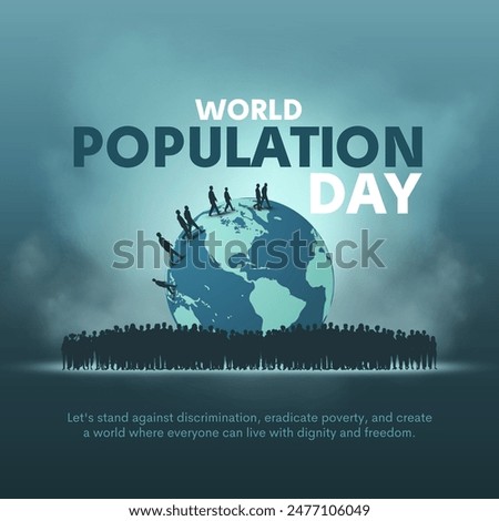 Illusration of a large and diverse group of people seen from above gathered together. World population day creative concept.