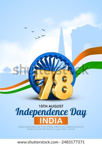 Happy 78th Independence Day of India. Creative vector illustration design.