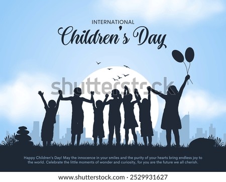 Happy Children's Day Post and Greeting Card. Modern and Minimal World Children's Day Celebration Vector Illustration.