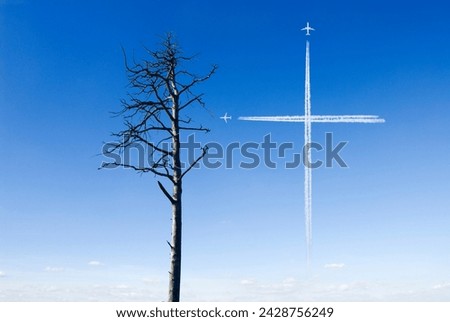 Similar – Image, Stock Photo Crossing contrails in the sky