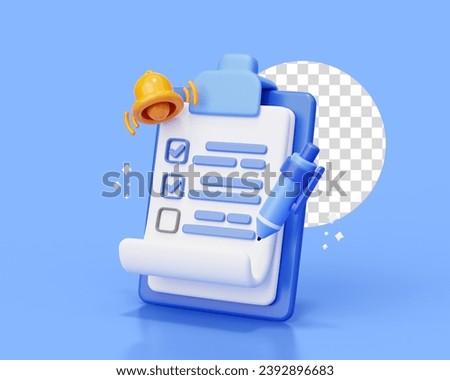 3d render illustration of activity icon of hand doing daily checklist, suitable for social media asset, web, app, presentation,