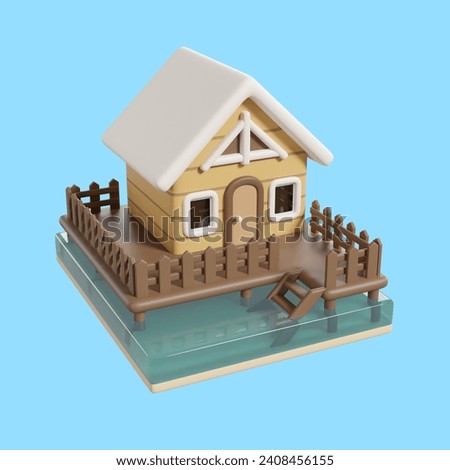 three dimensional two story house vector illustration