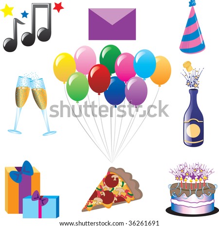 Party icons. Vector can be used for any type of party or celebration.