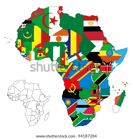 Vector illustration for the continent of Africa. Over 50 countries including several small islands, rivers and lakes not visible unless zoomed in. Very editable if needed.