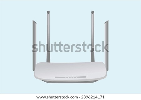 Realistic Wi-Fi router for four isolated on white internet transmission vector illustration.