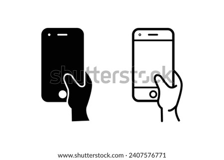 
Selfie photo line icons, phone icon vector illustration