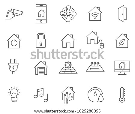 Set of smart home line vector icons. Outline style
