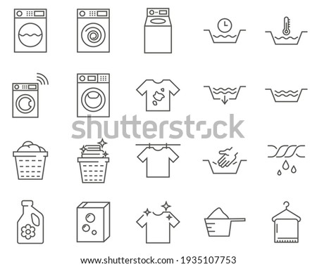 Set of laundry line vector icons.