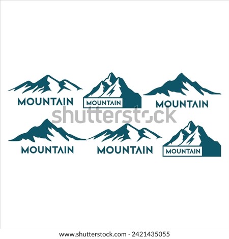 mountain silhouette , set of blue rocky mountain silhouette. bundle vector.