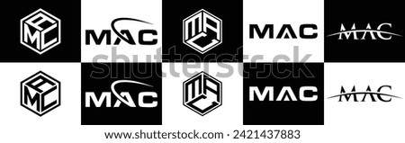 MAC logo. M A C design. White MAC letter. MAC, M A C letter logo design. Initial letter MAC linked circle uppercase monogram logo.