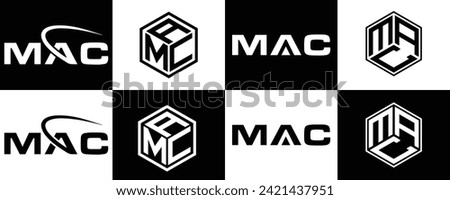 MAC logo. M A C design. White MAC letter. MAC, M A C letter logo design. Initial letter MAC linked circle uppercase monogram logo.