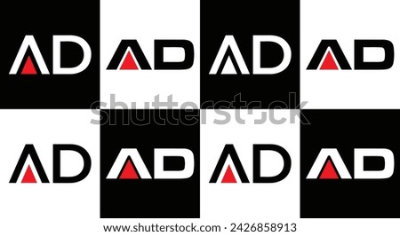 AD logo. A D design. White AD letter. AD, A D letter logo design. Initial letter AD linked circle uppercase monogram logo.