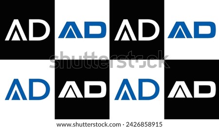 AD logo. A D design. White AD letter. AD, A D letter logo design. Initial letter AD linked circle uppercase monogram logo.