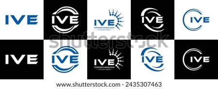 IVE logo. I V E design. White IVE letter. IVE, I V E letter logo design. Initial letter IVE linked circle uppercase monogram logo.