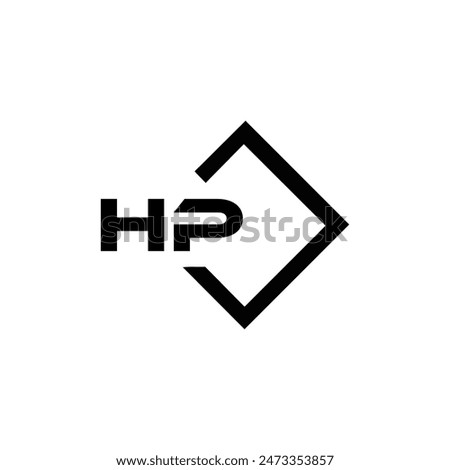 HP logo. H P design. White HP letter. HP, H P letter logo design. Initial letter HP linked circle uppercase monogram logo.