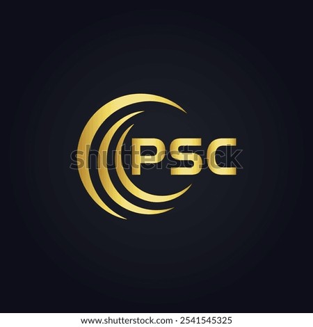 PSC logo. P S C design. White PSC letter. PSC, P S C letter logo design. P S C letter logo design in GOLD,