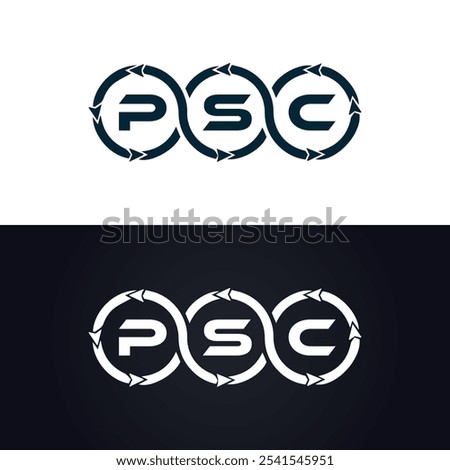 PSC logo. P S C design. White PSC letter. PSC, P S C letter logo design. P S C letter logo design in GOLD,