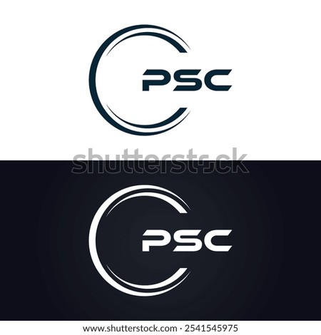 PSC logo. P S C design. White PSC letter. PSC, P S C letter logo design. P S C letter logo design in GOLD,