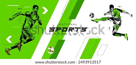 silhouette of soccer athlete. Design with the concept of celebrating national and international football sports days. football player. design template for sports match events