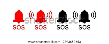 SOS bells. Different styles, red, SOS bells. Vector icons