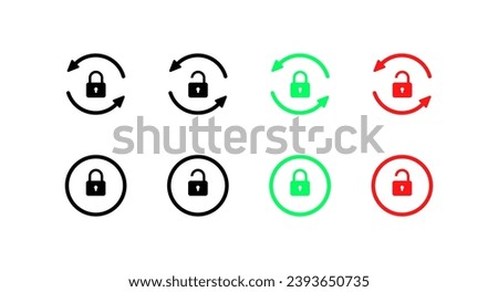 Key lock icons. Different styles, lock with arrows in a circle, lock in a circle. Vector icons