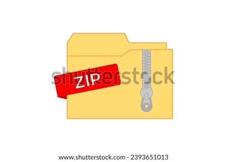 ZIP archive icon. Flat, yellow, ZIP folder icon, ZIP archive. Vector icon