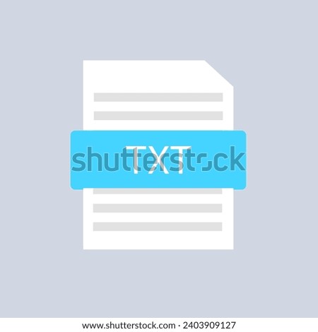 TXT file icon. Flat, blue, document TXT file, TXT file icon. Vector icon