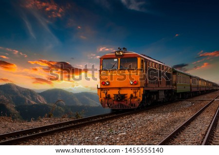 Similar – Image, Stock Photo Sunset turning rail track into golden path