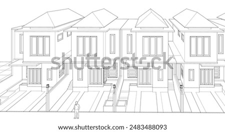 modern townhouse sketch 3d rendering