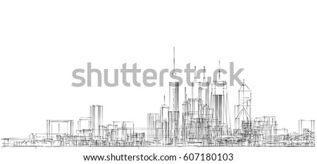 Similar – Image, Stock Photo Abstract architecture sketch. Reflective glass facade of office building from frog perspective.