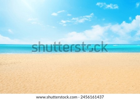 Similar – Image, Stock Photo Empty beach with empty sunbeds and umbrellas without guests