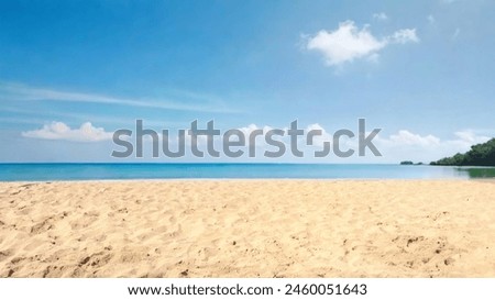 Image, Stock Photo Empty beach with empty sunbeds and umbrellas without guests