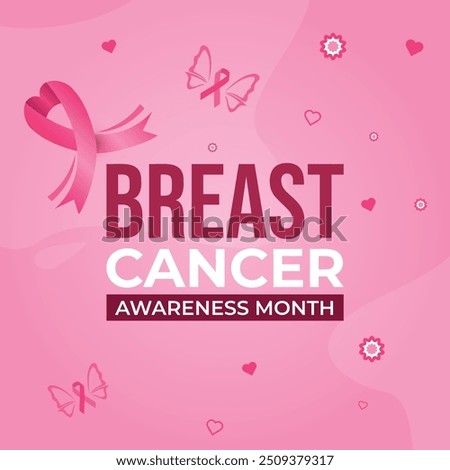 Breast cancer awareness month social media post template design. Editable banner with pink background and ribbon illustration, Breast cancer awareness, Breast cancer post, women Breast cancer