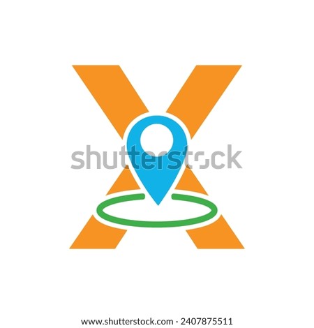 Map pin location logo combine with letter X vector template