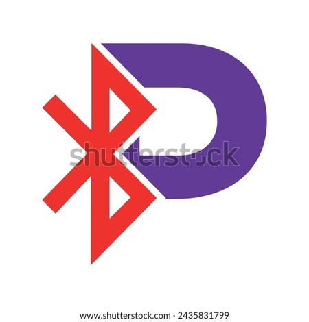 Bluetooth logo Logo combine with letter P vector template
